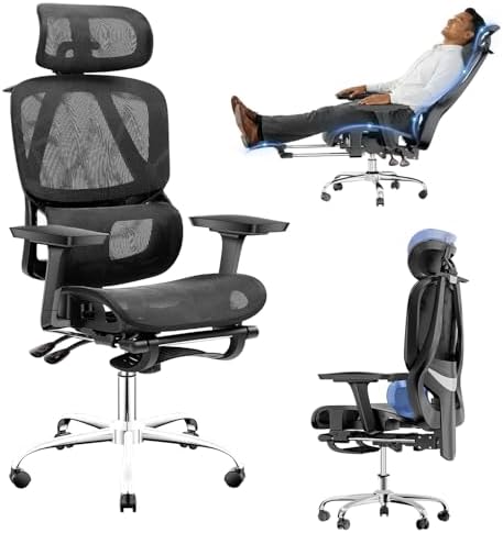 Cadeira de Escritório Ergonômica com Apoio para os Pés, Encosto R...