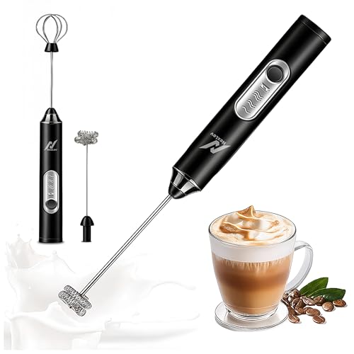 Image of NexLev Rechargeable Milk Frother & Coffee Whisker | 3 Speed | Stainless Steel Dual Spring Tech | Perfect for Coffee Lattes Milk Hot Chocolate Omlete & Cream | Handheld Beater for Foam |MF-01