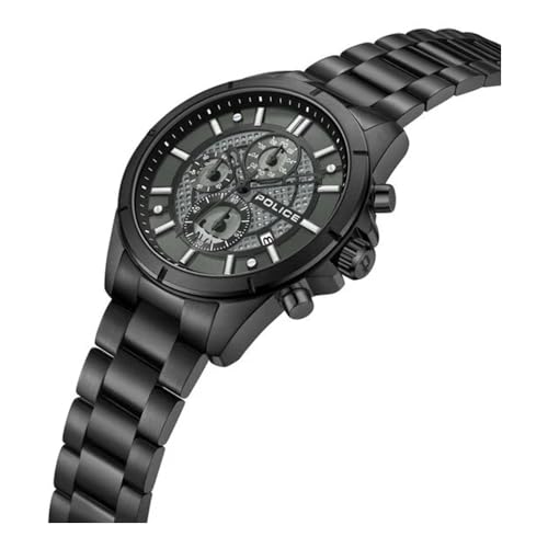 Image of Police Black Dial Chronograph Stainless Steel Strap Watch for Men