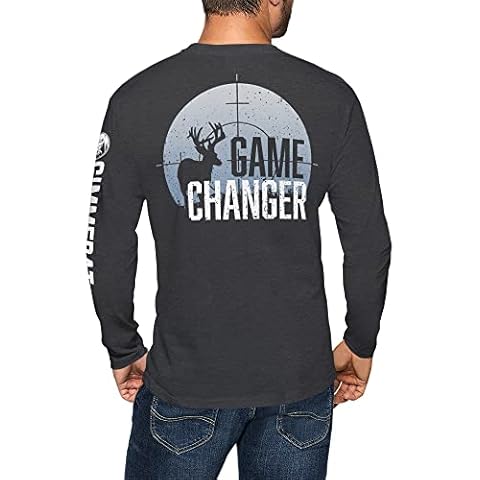 GIMMEDAT Deer Hunting Men Long Sleeve T-Shirt Game Changer Women Dad Husband Gift (Large) Charcoal Heather Cover