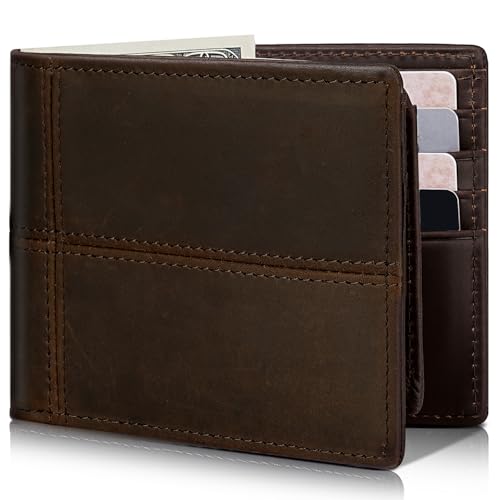 Artpaxy Mens Wallet Bifold Genuine Leather RFID Blocking Wallet for Men with 2 ID Windows 12 Card Holders 2 cash pockets 1 Gift Box