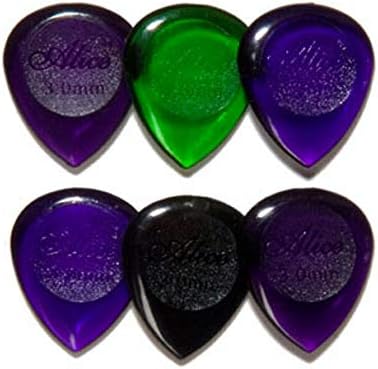 Pack of 6 x Small Stubby Style Guitar Picks Plectrums | Alice AP100J | For Acoustic Electric Bass Guitars | 2mm
