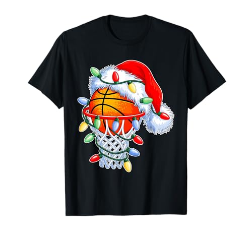 Christmas Basketball Santa Xmas Basketball Lover Men Boys T-Shirt