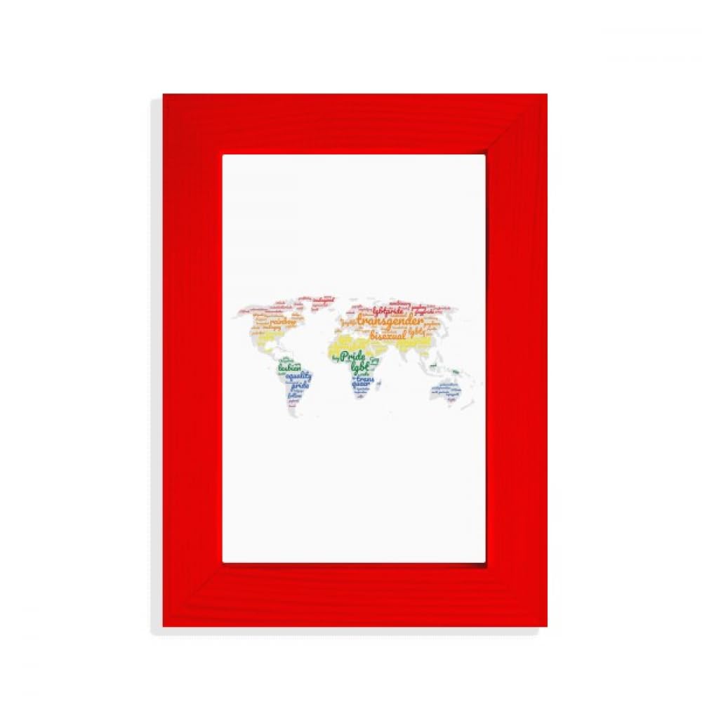 Cadre photo rouge Carte du monde LGBT Rainbow deco salon coloree et inclusive