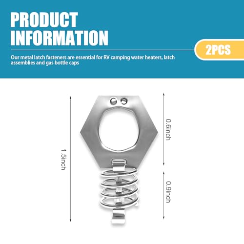 Image of 2 PCS Car Water Heater Door Lock Torque Cam Lock, 0.9 inch Spring + 0.6 inch Thumb Ring Stainless Steel Water Heater Cover Latch Fastener, Vehicle Repair Parts, Suitable for RVs Campers (Silver)