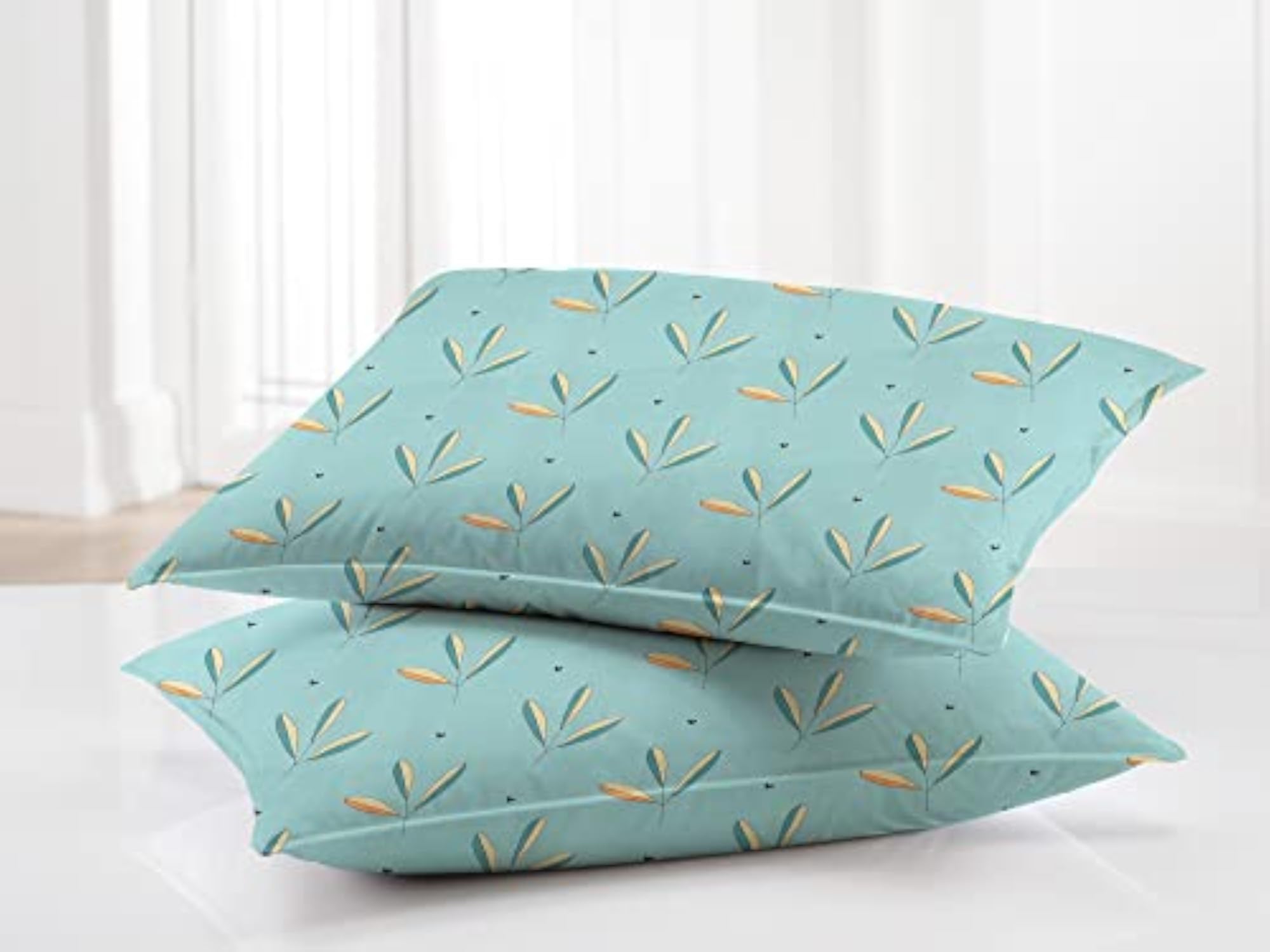 Kids Printed Double Bed Sheet with 2 King Size Pillow Covers, Sky Blue