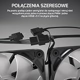 CORSAIR RS140 ARGB 140 mm PWM Wentylator – Połączenie Daisy-Chain – Niski Poziom Hałasu – Łożysko Magnetyczne – Pakiet Pojedyncze – Biały