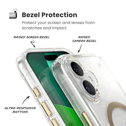 Image of Speck Presidio LUX for iPhone 17 Case, MagSafe-Compatible, Slim Protective Case, Glitter /Gold Metallic