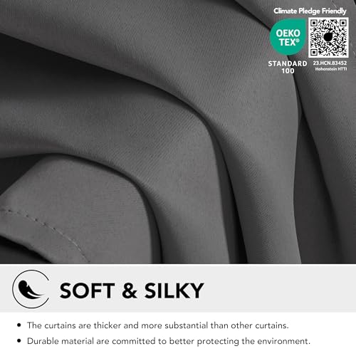Image of Deconovo Blackout Curtains Eyelet, Energy Saving Thermal Insulated Curtains, Noise Redudcing Bedroom Curtains for Living Room, 55 x 118 Inch, Light Grey, 2 Panels