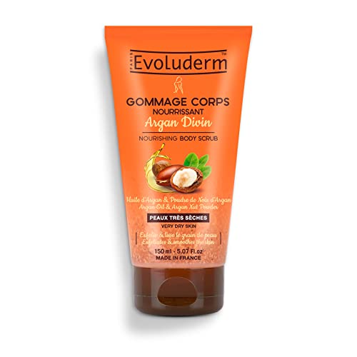 EVOLUDERM - Gommage Corps Nourrissant Argan Divin - 150 ml - 93% d’Origine Naturelle - Végan - Fabrication Française