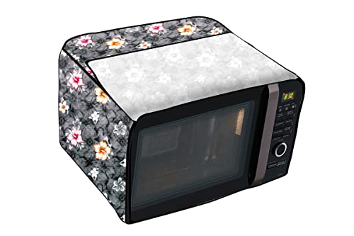Image of Stylista Microwave Oven Cover for LG 28 L Convection Microwave Oven MJ2886BFUM Floral Pattern Grey