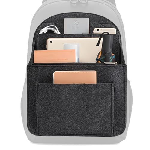 Organizador de mochila,Organizador de bolsos, Bolsa de almacenamiento de fieltro con inserción de mochila, Inserto para mochila de viaje, forro organizador de mochila con múltiples bolsillos para bols