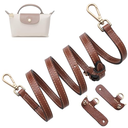 Bag Shoulder Strap, Adjustable Purse Strap Crossbody Replacement for Mini Longchamp Le Pliage,Brown Gold Buckle D