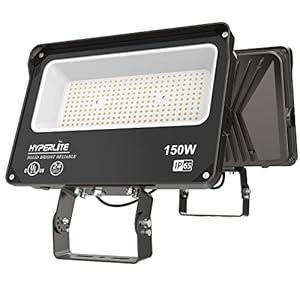 HYPERLITE LED Flood Light 150W 2 Pack 18000LM 5000K Daylight IP65 Waterproof Outdoor Floodlights UL Certified for Court,Garden,Warehouse