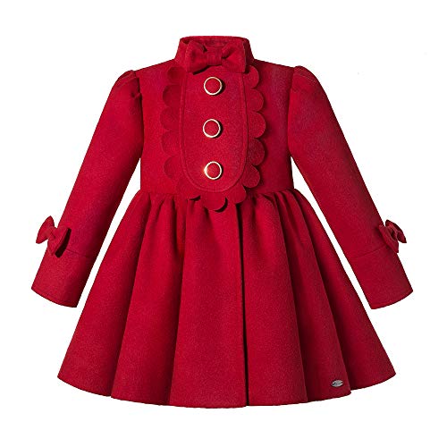 Ju petitpop Niñas Otoño Invierno Niño Rojo Moda Trench Abrigo Otoño Ropa Abrigo cálido Traje con Tocado Cover