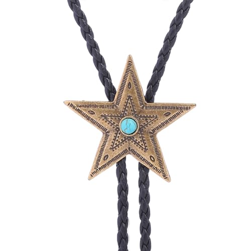 Image of Cowboy Bolo Tie for Men, Vintage Cow Skull Bolo Tie Necklace Native American Necktie for Men Women
