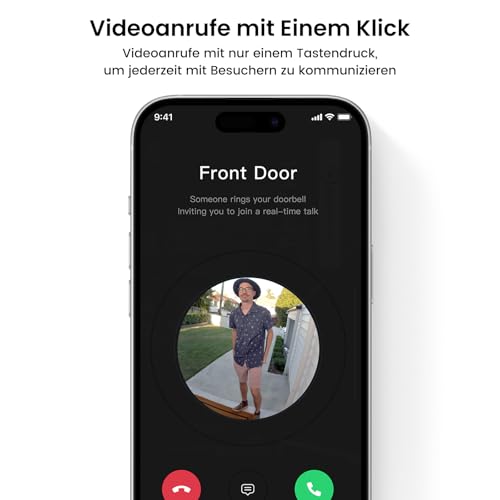 AOSU 2K HD Türklingel mit Kamera Kabellos, Smarte Video Türklingel mit Gong, 170° Weitwinkel, PIR-Bewegungserkennung und Paketdetektion, Nachtsicht, 2-Wege-Audio, 2,4GHz WLAN, Kompatibel mit Alexa