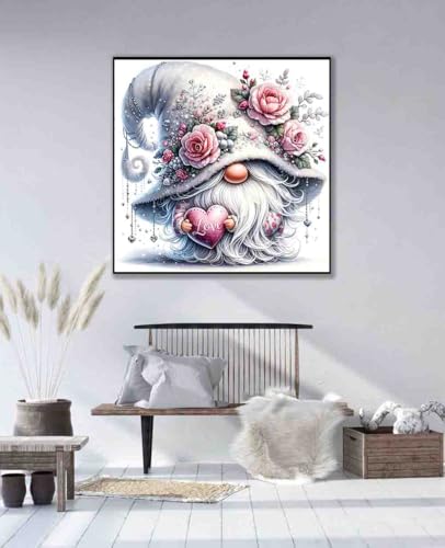 Image of Gnome Cross Stitch Kits for Adults Beginner,Flower Counted Cross Stitch Kits Printed Stitching Cute Patterns Dimensions Needlepoint Art Crafts Embroidery Kits for Adults Beginners (13.7x13.7 inch)