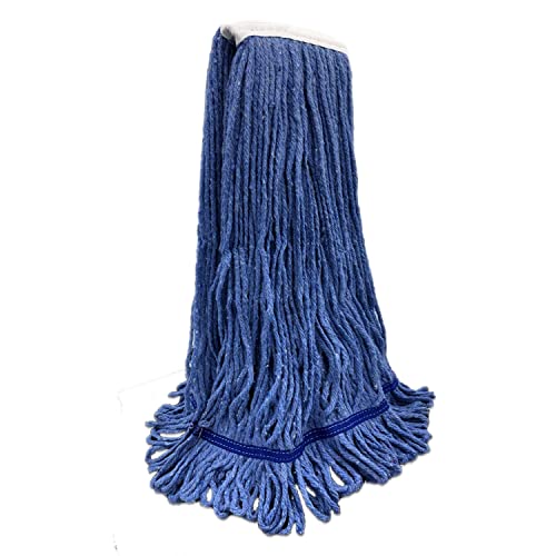 Hurbane Home Heavy Duty Commercial Mop Head Replacement - Industrial Grade Wet Mop Looped End - Mop Head Refill - Loop-End Synthetic Mop Head - Removes Heavy Stains And Dirts ( 3 Pack, 20Oz, Blue) #TOP6