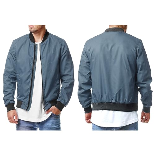 Men's Bomber Jacket Casual Lightweight Zipper Relax Fit Sportwear Coat with Pockets S-5XL2