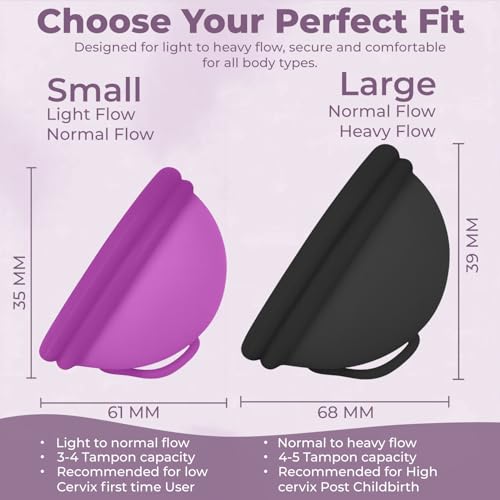Image of Reusable Menstrual Disc (2 Pack) - Soft Medical Grade Silicone Period Disc for Light & Heavy Flow, Leakproof 12-Hour Protection, Easy Removal, Menstrual Cup, Tampon & Pad Alternative, Two Sizes