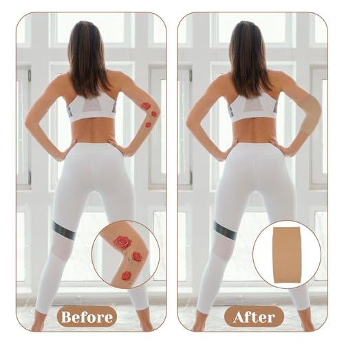 Ajcotahm 2 Paar Armlinge Tattoo Abdeckung,Tattoo Ärmel Abdeckung Oberarm,Unterarm Tattoos Abdeckärmel,Unterarm Tattoos Abdeckungen,Sonnenschutz Ärmel,für Tattoo-Abdeckung Training Alltag