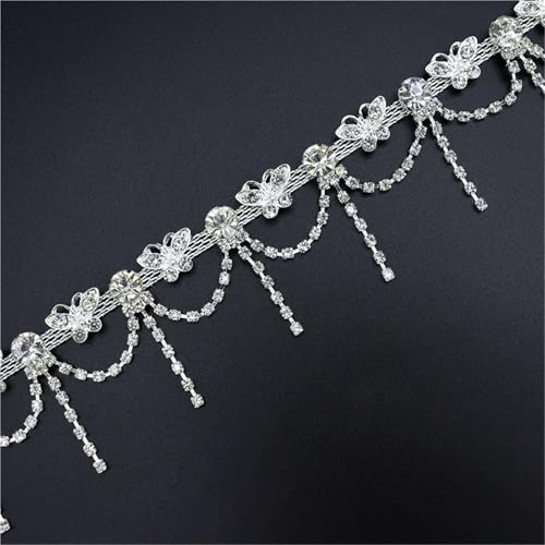 Chaîne strass fleur ruban de strass cristallins pour customisation de vêtements et chapeaux
