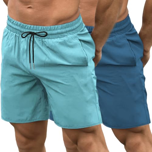 COOFANDY Pacote com 2 shorts masculinos para academia, secagem rápida, musculação, halterofilismo, c