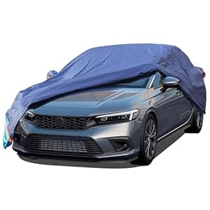 Car Cover Waterproof All Weather, 6 Layers Outdoor Full Exterior Cover Rain Sun UV Snowproof Protection with Zipper Cotton, Mirror Pocket for Honda Accord