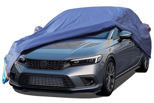 Car Cover Waterproof All Weather 6 Layers Outdoor Full Exterior Cover Rain Sun UV Snowproof Protection with Zipper Cotton Mirror Pocket for Honda Accord