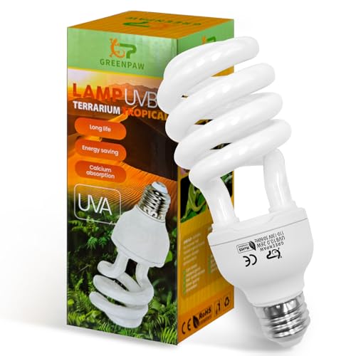 GREENPAW UVB Reptile Light 10.0 26W UVA UVB Light for Reptiles Spiral Compact Fluorescent UVB Bulb for Bearded Dragons Tortoise Lizards and Snakes