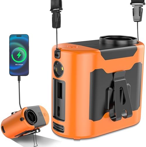 Waist Fan Belt Fan, Portable Waist Clip Personal Fans, Rechargeable Shirt Fans, 10000 mah 5 Speed & Flashlight Handfree Lightweight For Outdoor Camping Travel Hiking (Orange)
