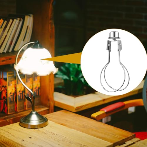 Image of Honoson 4 Pcs Bulb Lamp Shade Light Bulb Clip Adapter Includes Finial and Lampshade Levellers for Replacement (Silver)
