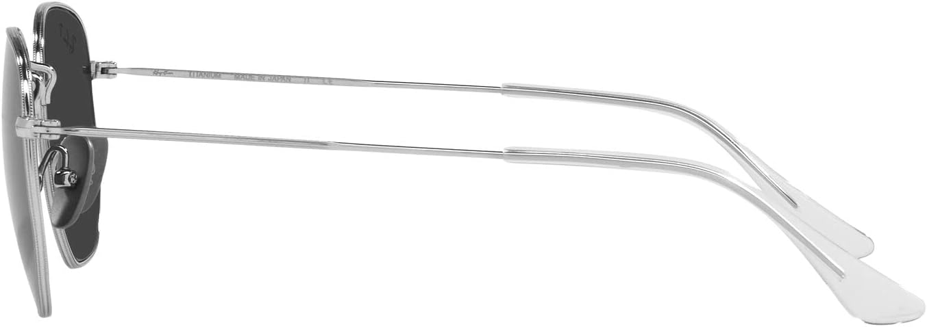 Ray-Ban RB8148 Hexagonal Titanium Sunglasses, Silver/Polarized Black, 54 mm