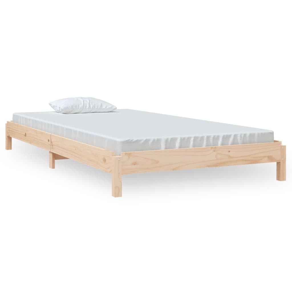 Stapelbett 100x200 cm aus Massivholz Kiefer mit Stapelfunktion für begrenzten Wohnraum | Robustes Bettgestell mit Lattenrost | Zeitloses Design für minimalistischen
