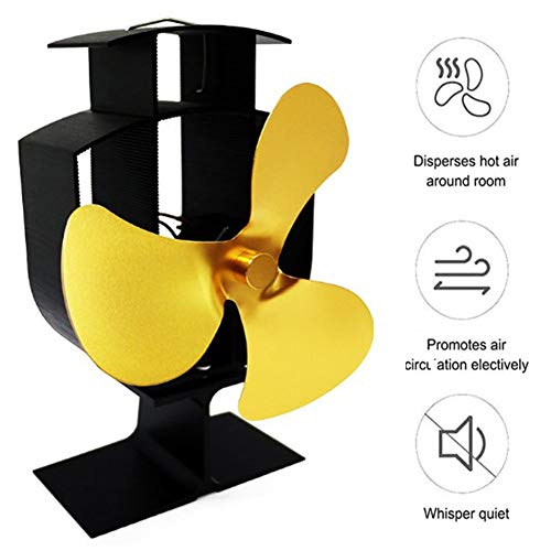 Heizbetriebener Ofenventilator mit 3 Flügeln, tragbarer, leiser Betrieb, Holzofenventilator, Aluminiumventilator für Holz/Holzbrenner/Kamin, umweltfreundlich, #1 (Farbe: #1) – Bild 3