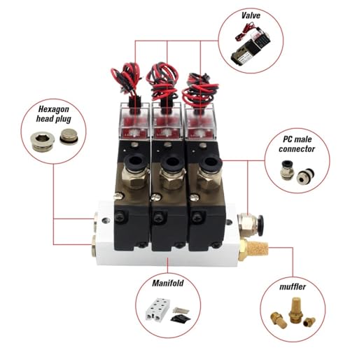 Válvula solenoide normalmente abierta para control neumático con base colectora DC24V 4