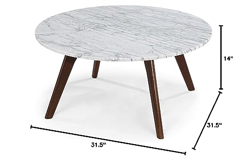 Poly & Bark Riley Marble Round Coffee Table, Walnut #TOP5