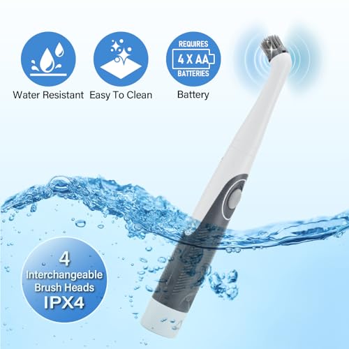 Image of KALIMO 4-in-1 Electric Spin Scrubber, Cordless Handheld Cleaning Brush with 4 Replaceable Heads, Portable Bathroom and Kitchen Scrubber for Tile, Tub, Sink, Grout and Floor