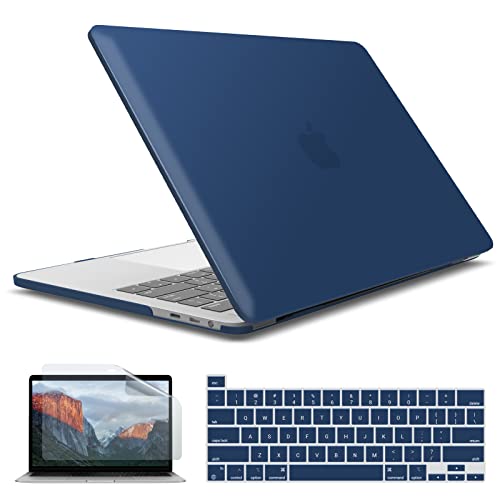 IBENZER Compatible with 2025 2024 M2 MacBook Pro 13 Inch Case 2025-2016 M1 A2338 A2289 A2251 A2159 A1989 A1706 A1708, Hardshell Case&Keyboard Cover&Screen Film for MacPro 13, Navy Blue, T13NVBL+2B