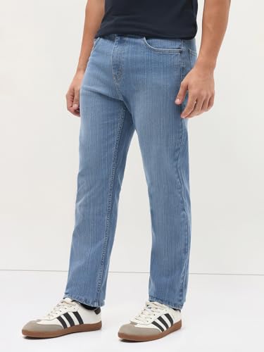 Image of Urbano Fashion Men's Straight Fit Washed Denim Jeans Stretchable