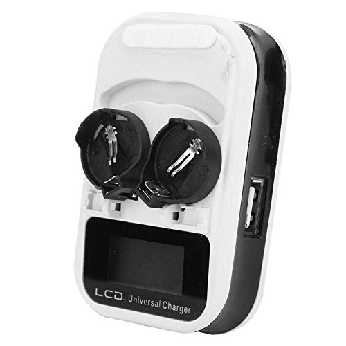 2Pcs Button Battery Charger, LCD Display Output Current 300mA for LIR2016 LIR2025 LIR2032 Button Lithium Battery Input Current AC 100v-240V