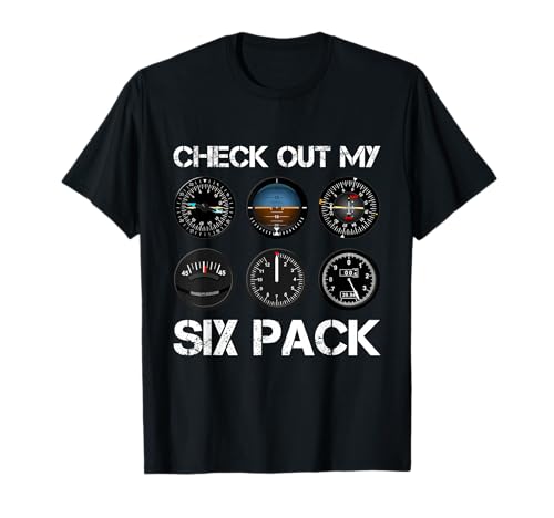 Funny Pilot T Shirt Airplane Six Pack Flight Instruments T-Shirt