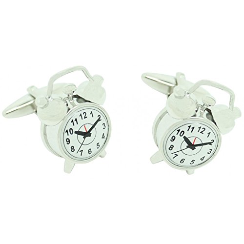 Gemelos despertador plateado 3D gemelos de camisa originales color plata 2