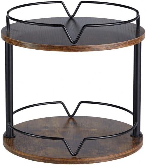 Organizer 2 Tier - Turntable Spice Rack for Table Top, Wooden Rotating Lazy Susan for Cabinet Pantry Kitchen Countertop Dining Table Cupboard Bathroom Vanity Storage