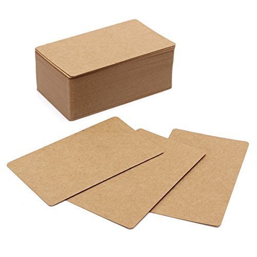 100 Pcs 8.7cm x 5.2cm DIY Brown Double-Sided Blank Kraft Paper Word Message Card Gift Name Card Cardboard