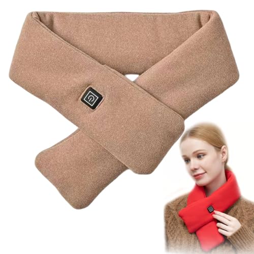 Electric Heating Scarf, Neck Heating Pad Heated Neck Wrap with Power Bank, Rapid Heat Portable Neck Warmer with 3 Heating Levels for Neck Pain Relief, Christmas Thanksgiving Winter Gift (Coffee Color)