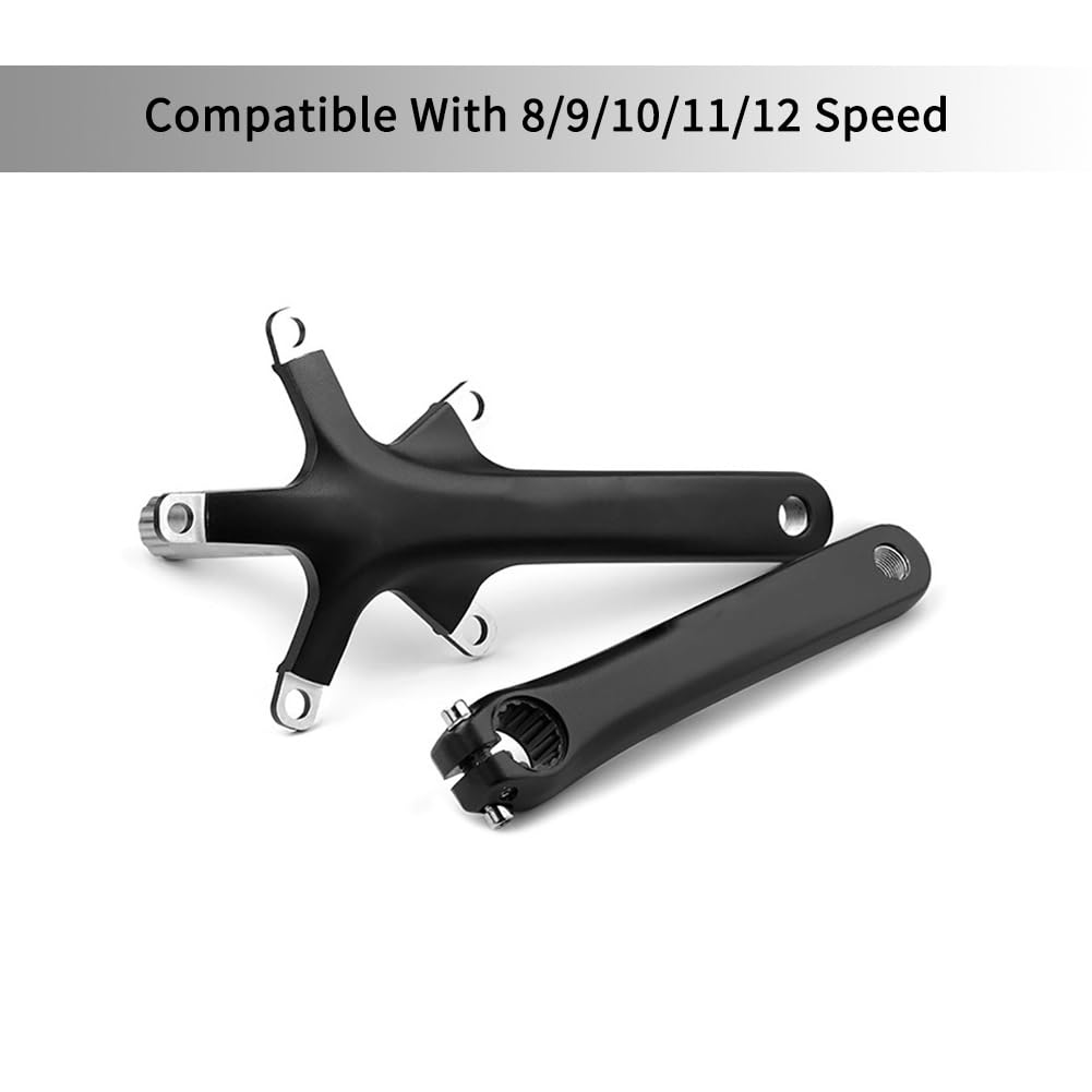 Guarnitura per Bici Pieghevole Cava Integrata da 170 mm, pedivelle in Lega di Alluminio 130, Bracci Sinistro e Destro con Movimento Centrale BSA per 8/9/10/11/12 velocità, Leggera.
