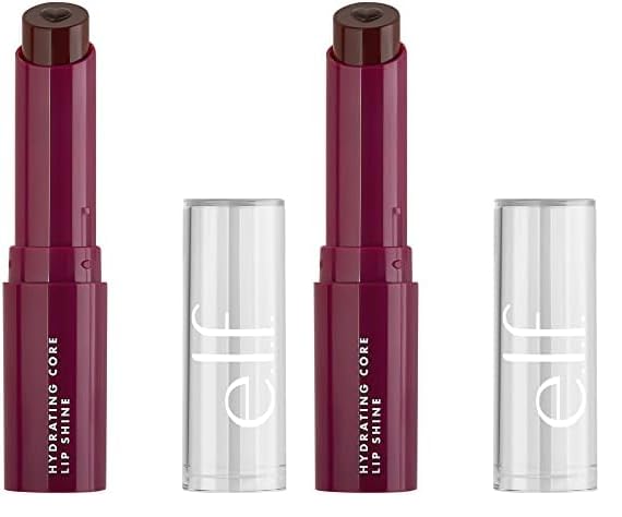 e.l.f.Hydrating Core Lip Shine, Conditioning & Nourishing Lip Balm, Sheer Color Tinted Chapstick, Ecstatic, 0.09 Oz (Pack of 2)
