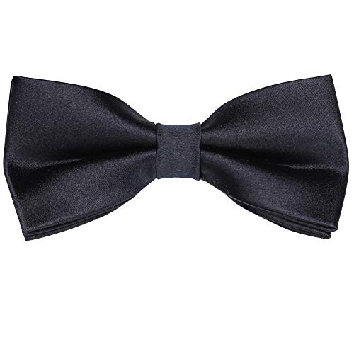 Ihomor 100% Silk Mens Bow Tie Bowtie Tuxedo Wedding Solid Color Formal Bow Ties For Man (Black) #TOP4